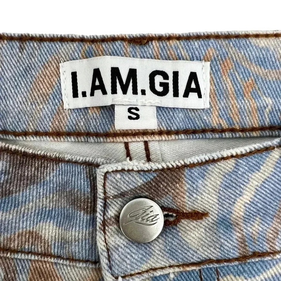 I.AM.GIA Calee Pant Flare Wide Leg High Waisted Jeans Printed Size S - Picture 8 of 11